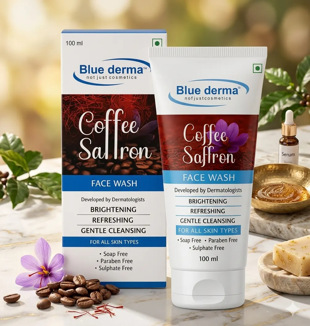 Blue Derma Coffee & Saffron Face Wash | Gentle Cleansing, Brightening & Refreshing 100 ml